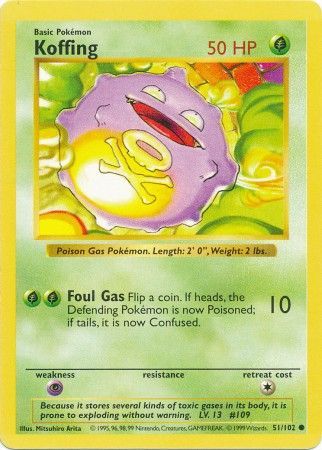 Koffing (51/102) [Base Set Shadowless Unlimited] | Mindsight Gaming