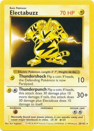 Electabuzz (20/102) [Base Set Shadowless Unlimited] | Mindsight Gaming