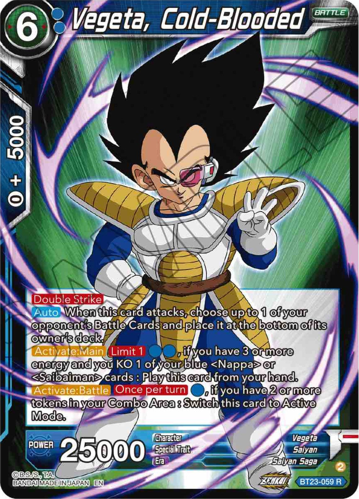 Vegeta, Cold-Blooded (BT23-059) [Perfect Combination] | Mindsight Gaming