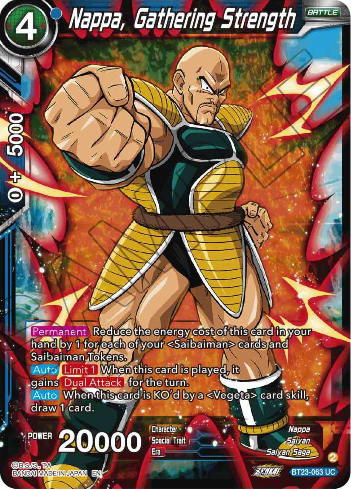 Nappa, Gathering Strength (BT23-063) [Perfect Combination] | Mindsight Gaming