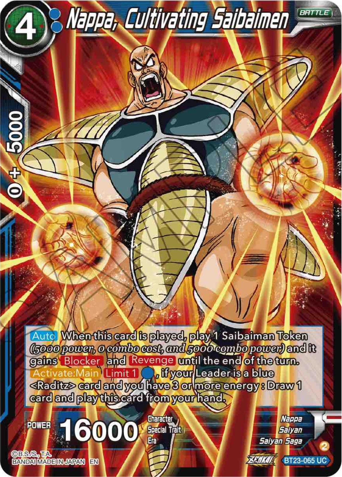 Nappa, Cultivating Saibaimen (BT23-065) [Perfect Combination] | Mindsight Gaming