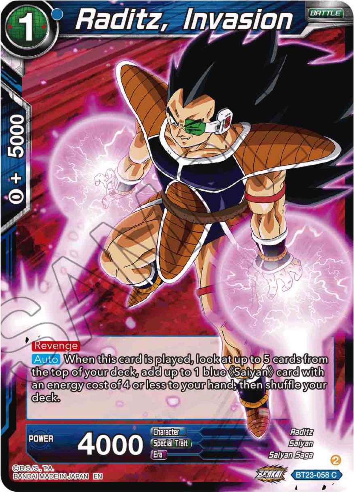 Raditz, Invasion (BT23-058) [Perfect Combination] | Mindsight Gaming