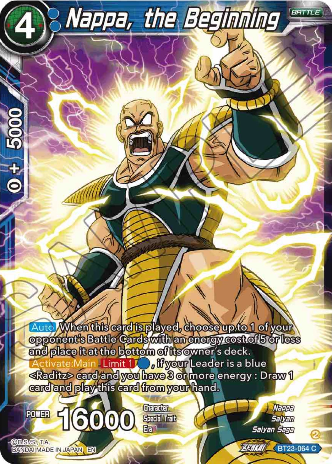 Nappa, the Beginning (BT23-064) [Perfect Combination] | Mindsight Gaming