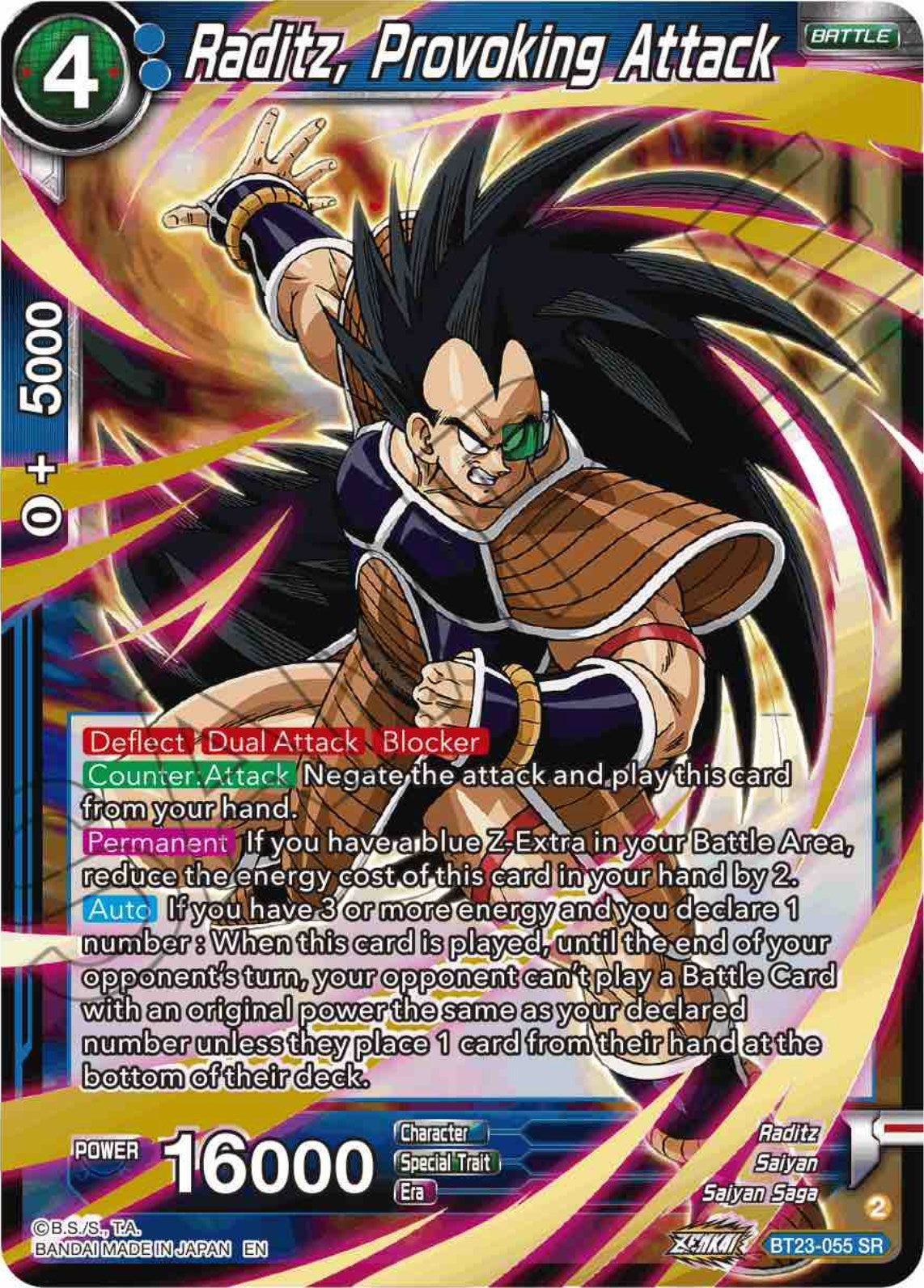 Raditz, Provoking Attack (BT23-055) [Perfect Combination] | Mindsight Gaming