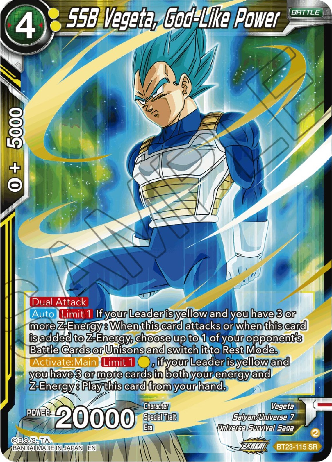 SSB Vegeta, God-Like Power (BT23-115) [Perfect Combination] | Mindsight Gaming