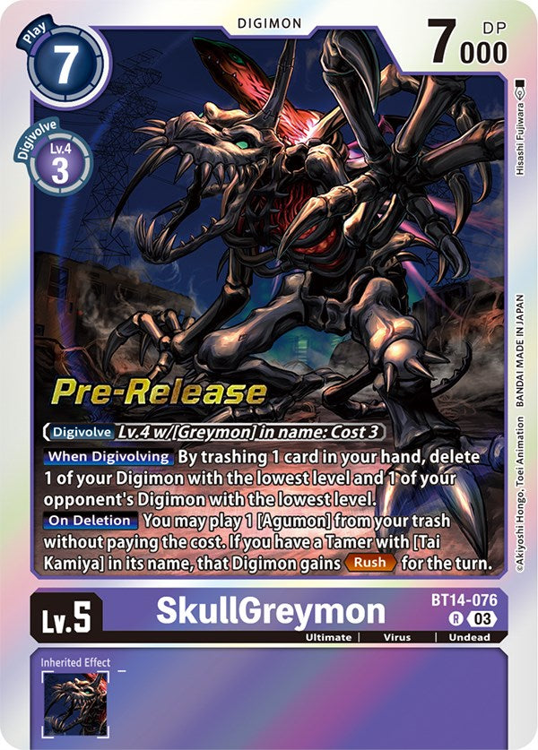 SkullGreymon [BT14-076] [Blast Ace Pre-Release Cards] | Mindsight Gaming