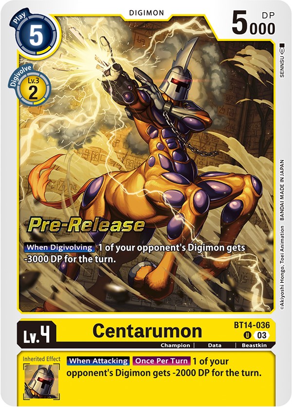 Centarumon [BT14-036] [Blast Ace Pre-Release Cards] | Mindsight Gaming