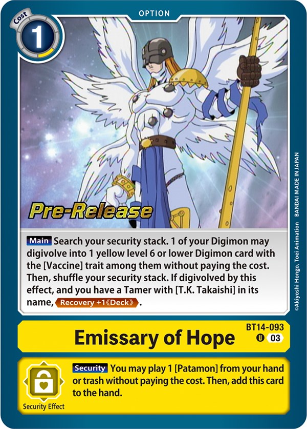 Emissary of Hope [BT14-093] [Blast Ace Pre-Release Cards] | Mindsight Gaming