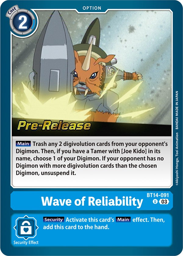 Wave of Reliability [BT14-091] [Blast Ace Pre-Release Cards] | Mindsight Gaming