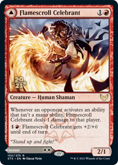 Flamescroll Celebrant // Revel in Silence [Strixhaven: School of Mages Prerelease Promos] | Mindsight Gaming