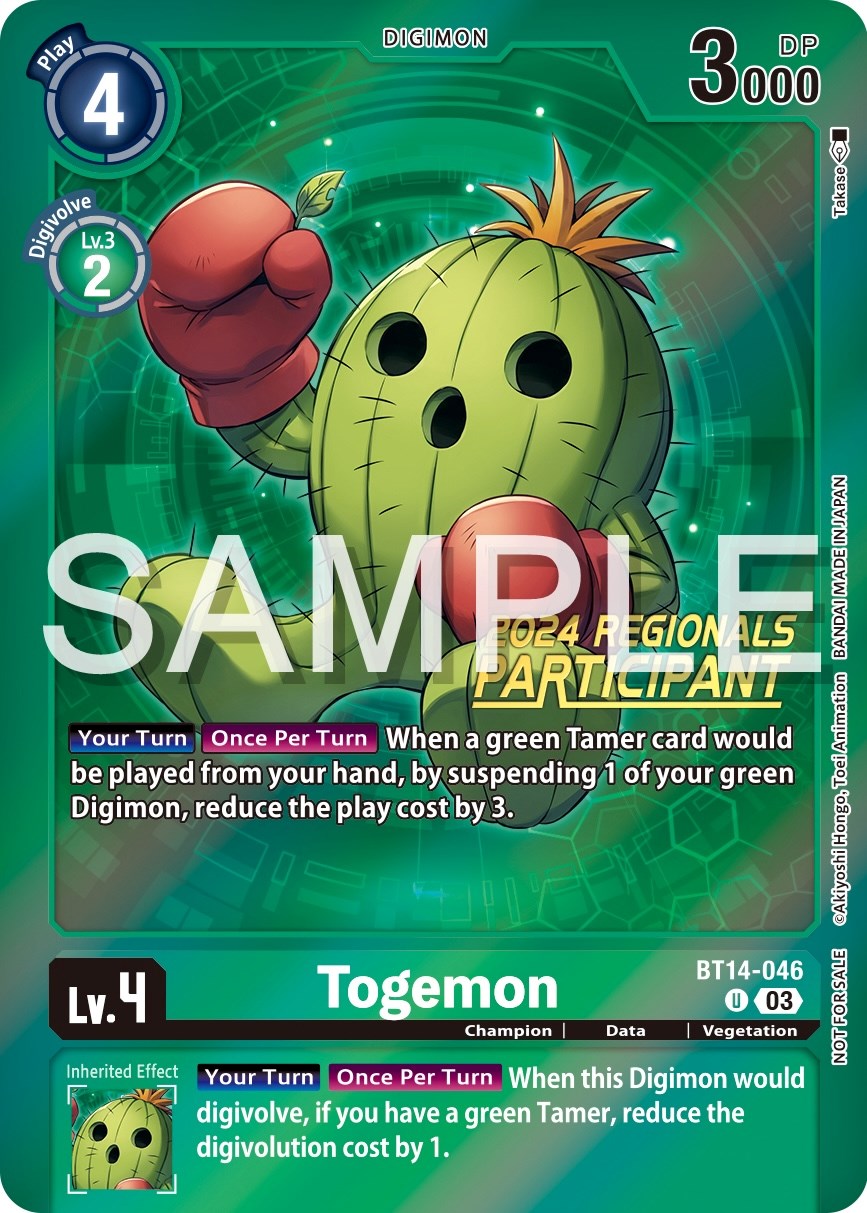 Togemon [BT14-046] (2024 Regionals Participant) [Blast Ace Promos] | Mindsight Gaming