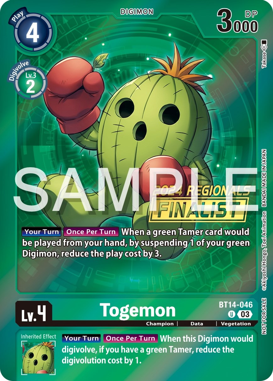 Togemon [BT14-046] (2024 Regionals Finalist) [Blast Ace Promos] | Mindsight Gaming