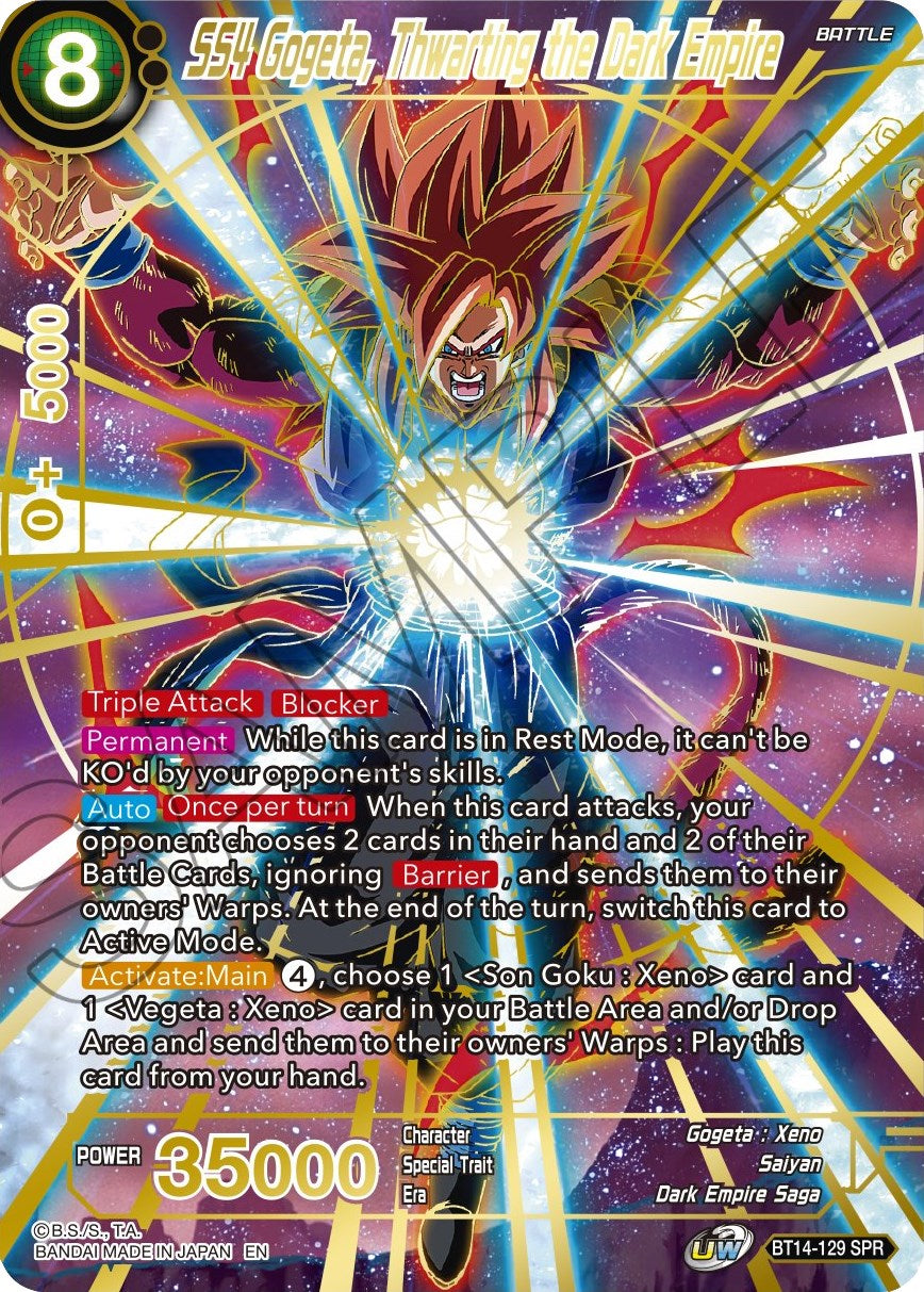 SS4 Gogeta, Thwarting the Dark Empire (SPR) (BT14-129) [Cross Spirits] | Mindsight Gaming