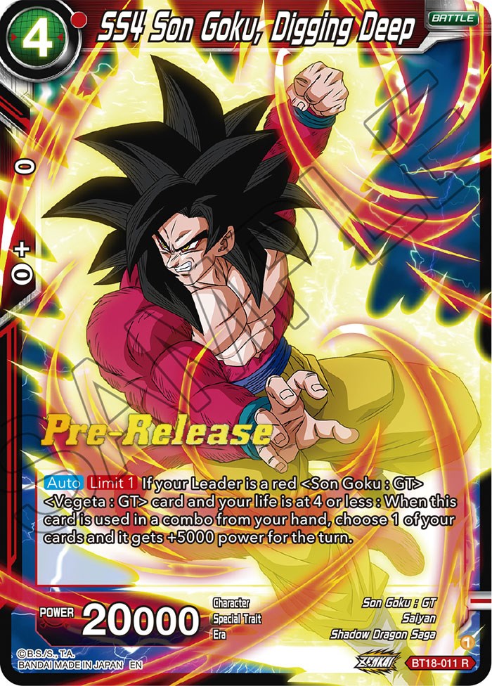 SS4 Son Goku, Digging Deep (BT18-011) [Dawn of the Z-Legends Prerelease Promos] | Mindsight Gaming