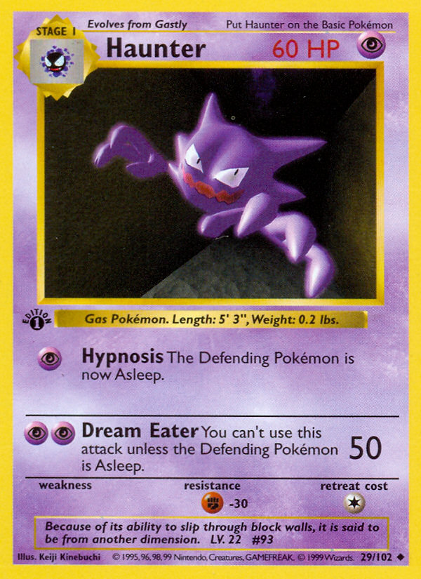 Haunter (29/102) (Shadowless) [Base Set 1st Edition] | Mindsight Gaming