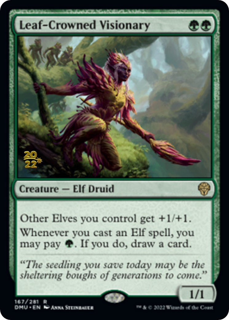 Leaf-Crowned Visionary [Dominaria United Prerelease Promos] | Mindsight Gaming