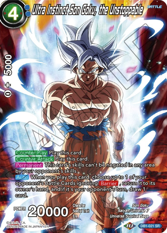 Ultra Instinct Son Goku, the Unstoppable (DB1-021) [Theme Selection: History of Son Goku] | Mindsight Gaming