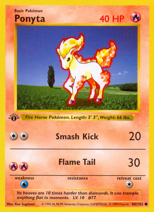 Ponyta (60/102) (Shadowless) [Base Set 1st Edition] | Mindsight Gaming