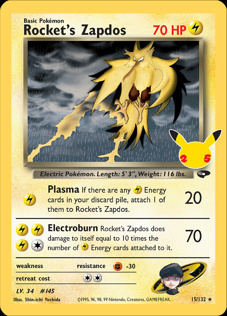 Rocket's Zapdos (15/132) [Celebrations: 25th Anniversary - Classic Collection] | Mindsight Gaming