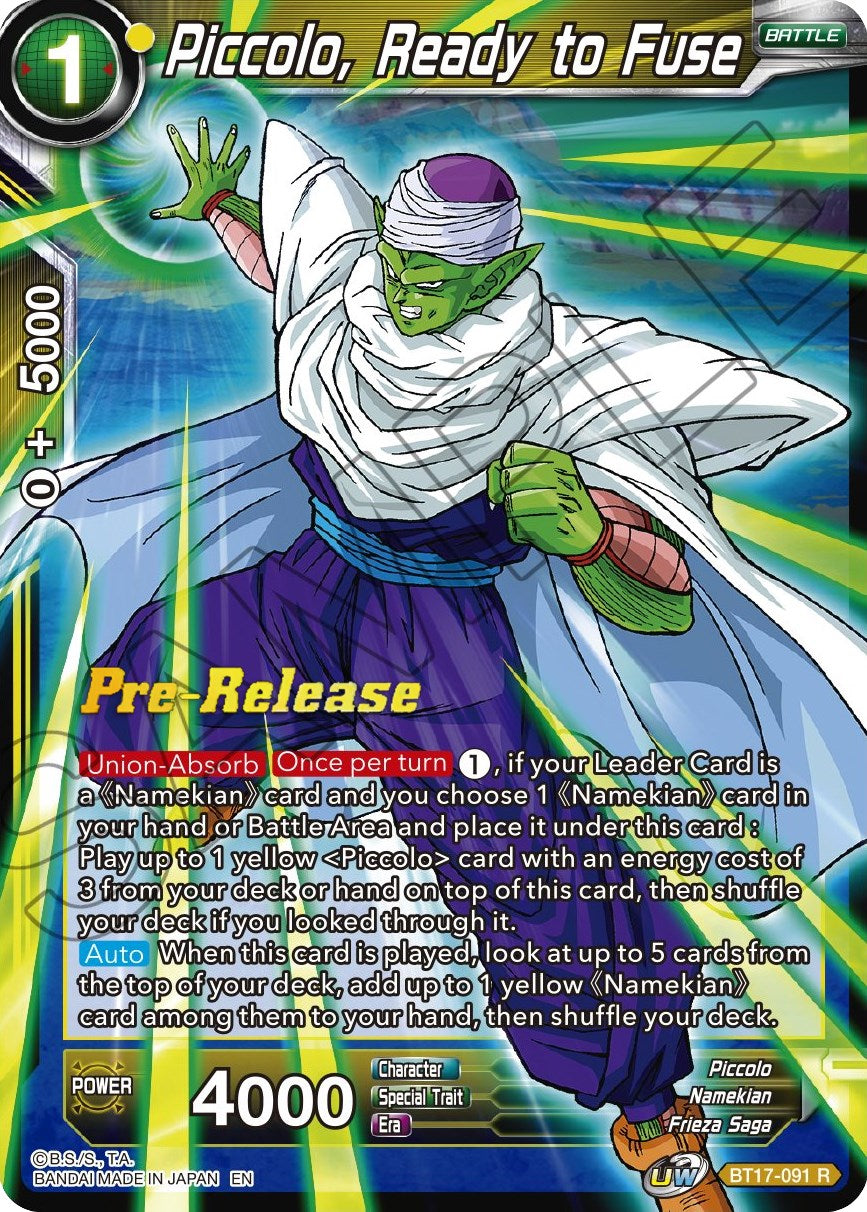 Piccolo, Ready to Fuse (BT17-091) [Ultimate Squad Prerelease Promos] | Mindsight Gaming