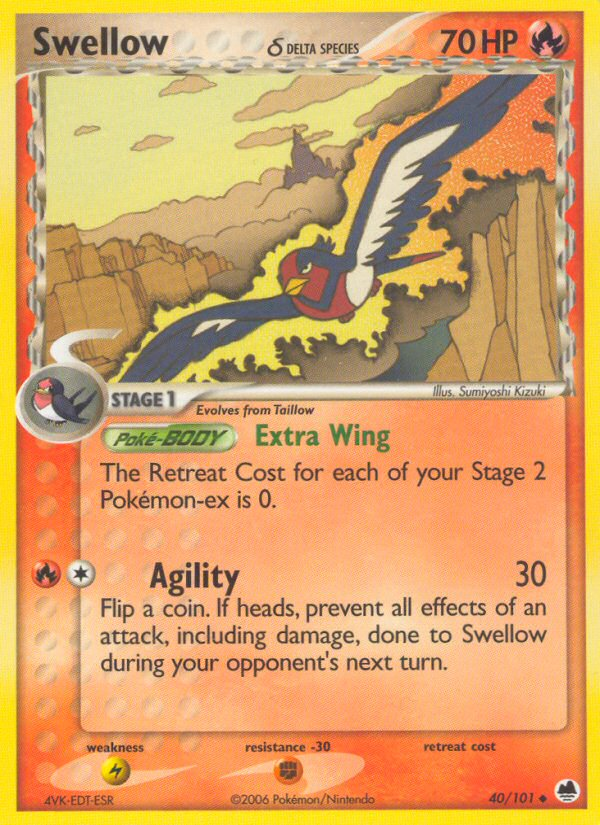 Swellow (40/101) (Delta Species) [EX: Dragon Frontiers] | Mindsight Gaming