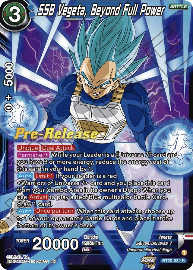 SSB Vegeta, Beyond Full Power (BT20-032) [Power Absorbed Prerelease Promos] | Mindsight Gaming