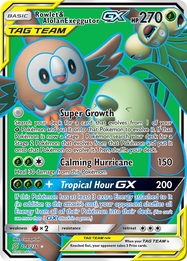 Rowlet & Alolan Exeggutor GX (214/236) [Sun & Moon: Unified Minds] | Mindsight Gaming