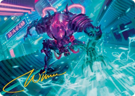 Surgehacker Mech Art Card (Gold-Stamped Signature) [Kamigawa: Neon Dynasty Art Series] | Mindsight Gaming