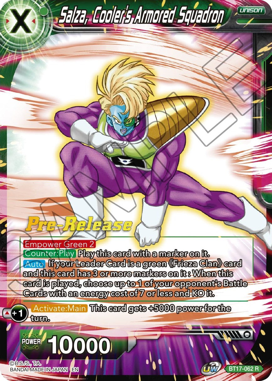 Salza, Cooler's Armored Squadron (BT17-062) [Ultimate Squad Prerelease Promos] | Mindsight Gaming