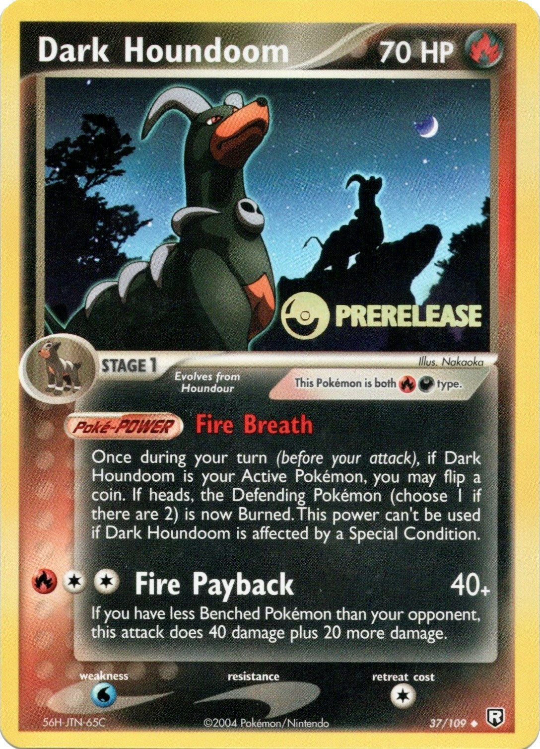 Dark Houndoom (37/109) (Prerelease Promo) [EX: Team Rocket Returns] | Mindsight Gaming