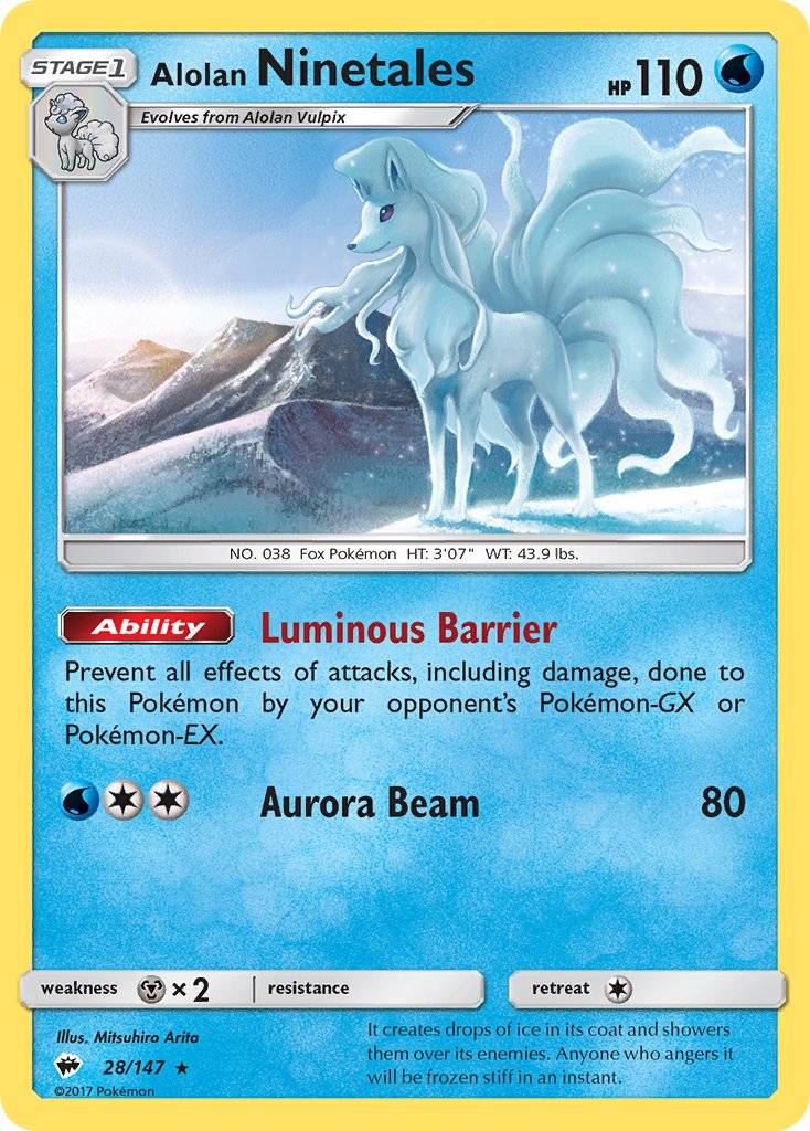 Alolan Ninetales (28/147) (Water Web Holo) (Theme Deck Exclusives) [Sun & Moon: Burning Shadows] | Mindsight Gaming