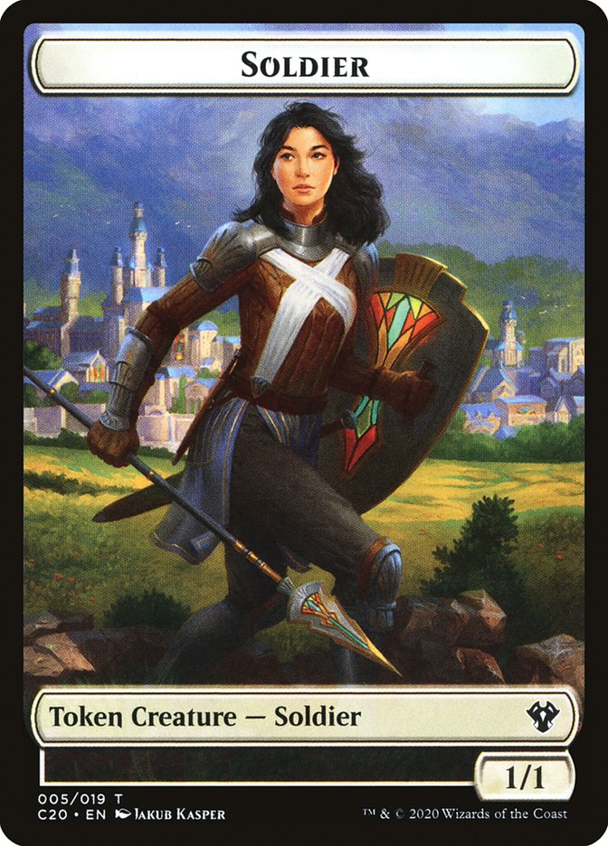 Human Soldier (005) // Drake Double-sided Token [Commander 2020 Tokens] | Mindsight Gaming