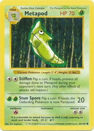 Metapod (54/102) [Base Set Shadowless Unlimited] | Mindsight Gaming