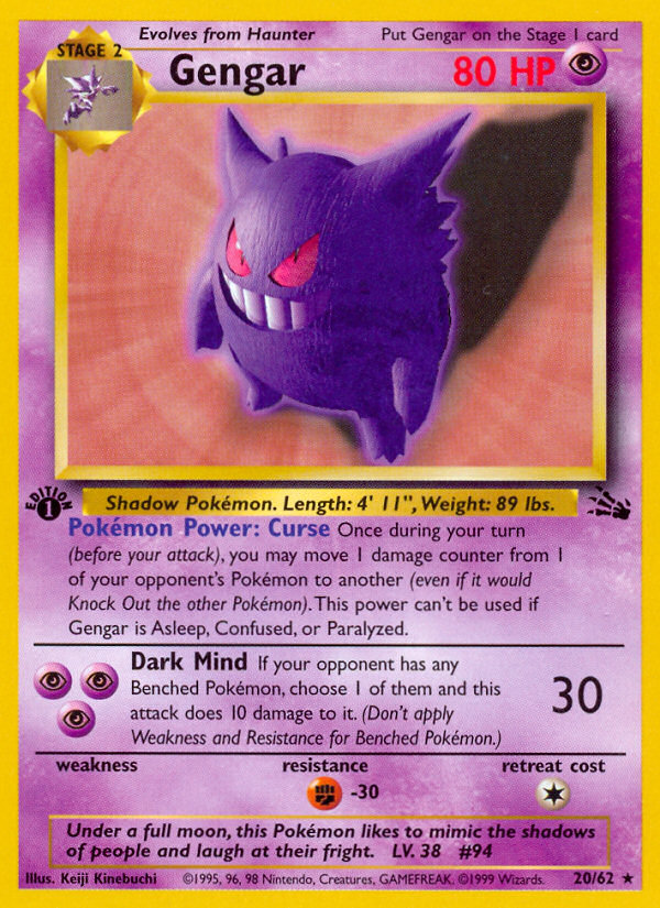 Gengar (20/62) [Fossil 1st Edition] | Mindsight Gaming