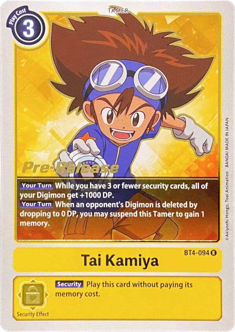 Tai Kamiya [BT4-094] [Great Legend Pre-Release Promos] | Mindsight Gaming