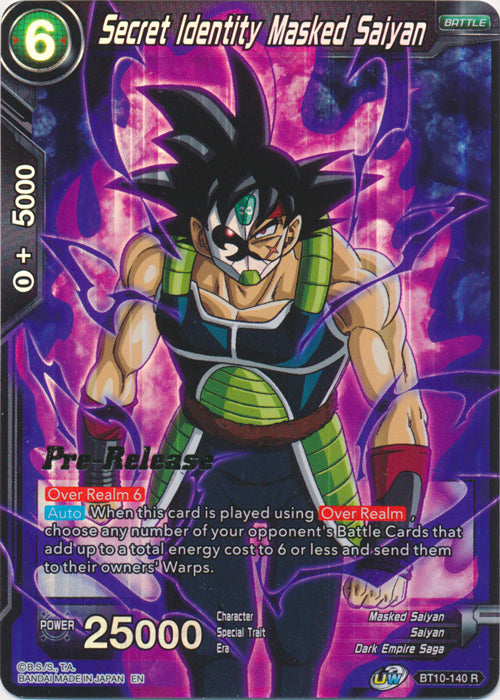 Secret Identity Masked Saiyan (BT10-140) [Rise of the Unison Warrior Prerelease Promos] | Mindsight Gaming