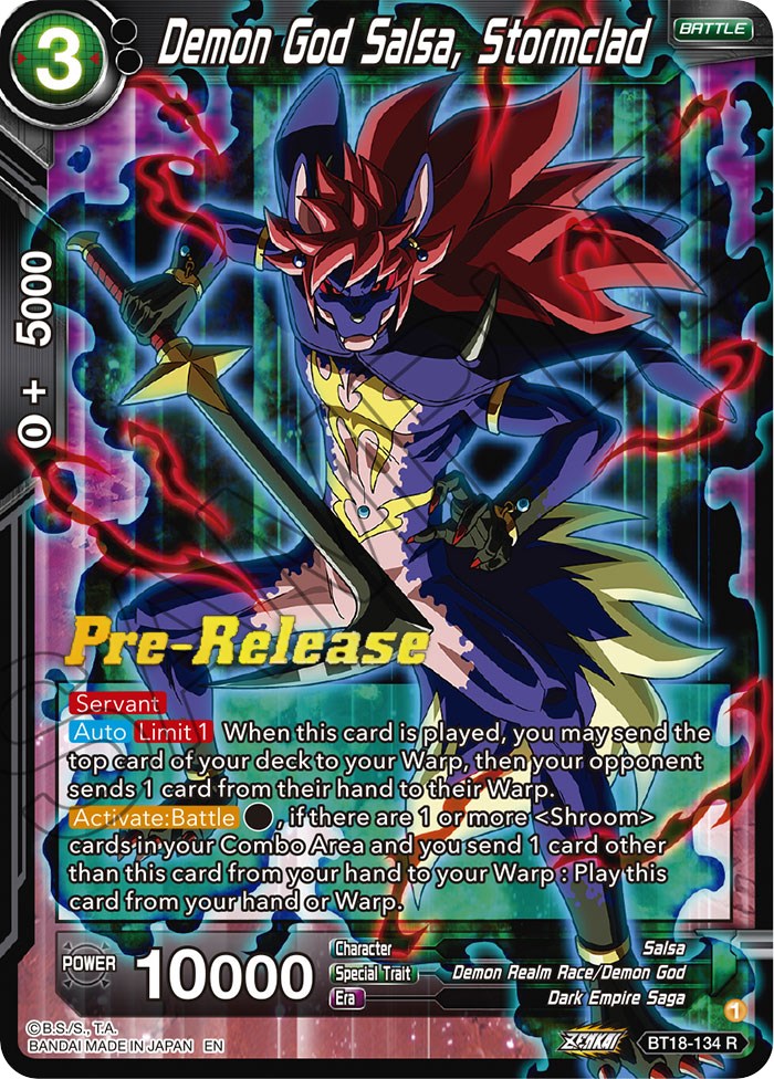 Demon God Salsa, Stormclad (BT18-134) [Dawn of the Z-Legends Prerelease Promos] | Mindsight Gaming