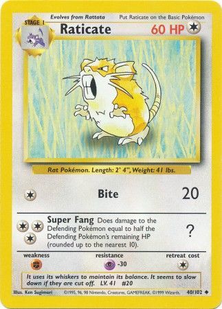 Raticate (40/102) [Base Set Unlimited] | Mindsight Gaming