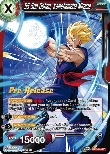 SS Son Gohan, Kamehameha Miracle (BT15-003) [Saiyan Showdown Prerelease Promos] | Mindsight Gaming