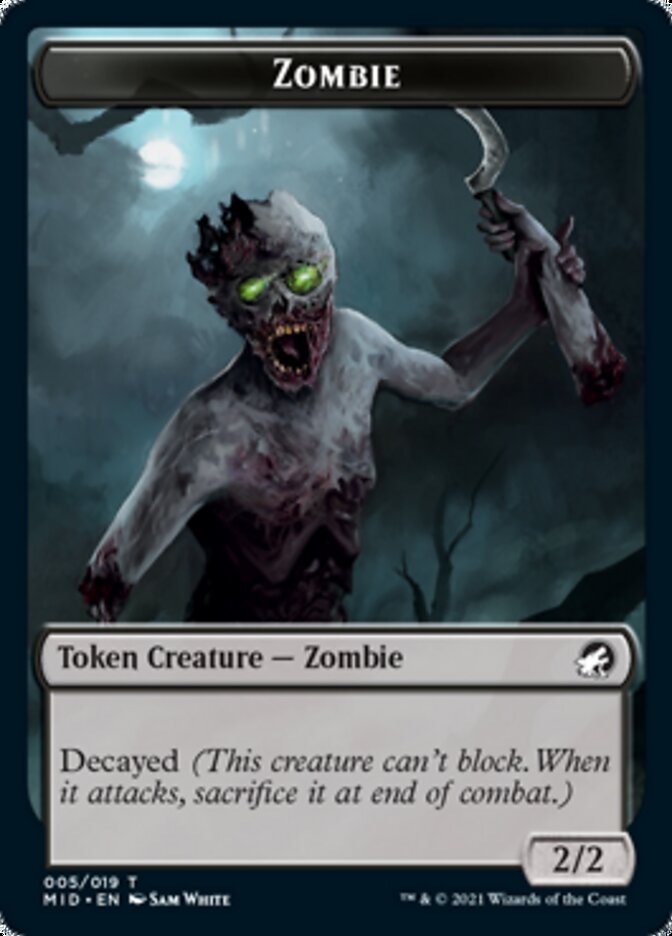 Zombie (005) // Wrenn and Seven Emblem Double-sided Token [Innistrad: Midnight Hunt Tokens] | Mindsight Gaming