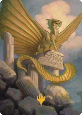 Ancient Gold Dragon Art Card (05) (Gold-Stamped Signature) [Commander Legends: Battle for Baldur's Gate Art Series] | Mindsight Gaming