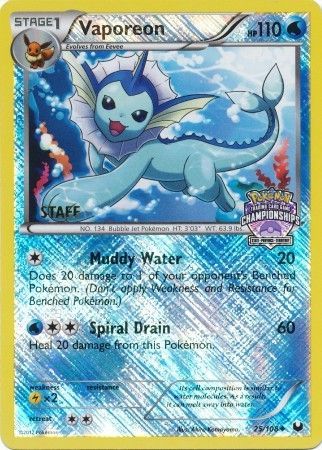 Vaporeon (25/108) (State Province Championship 2013 Promo Staff) [Black & White: Dark Explorers] | Mindsight Gaming