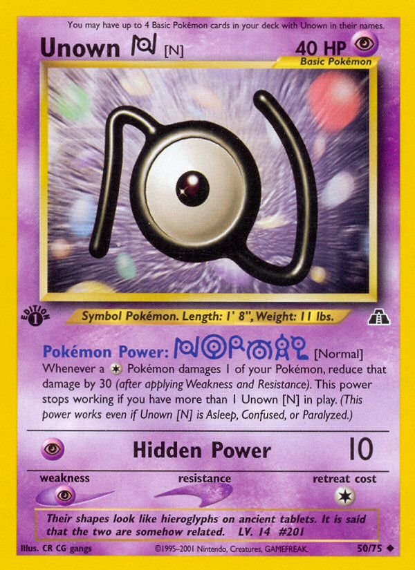 Unown [N] (50/75) [Neo Discovery 1st Edition] | Mindsight Gaming