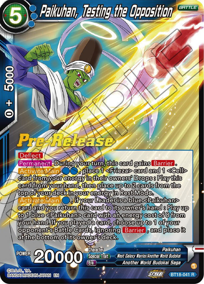 Paikuhan, Testing the Opposition (BT18-041) [Dawn of the Z-Legends Prerelease Promos] | Mindsight Gaming