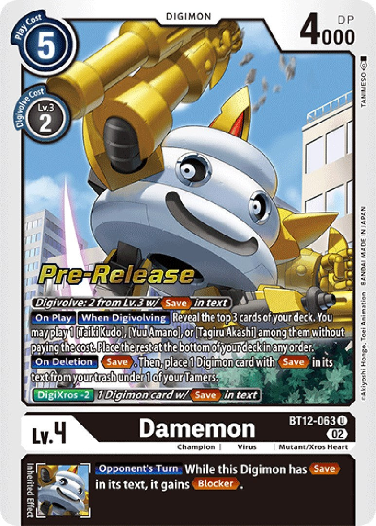 Damemon [BT12-063] [Across Time Pre-Release Cards] | Mindsight Gaming