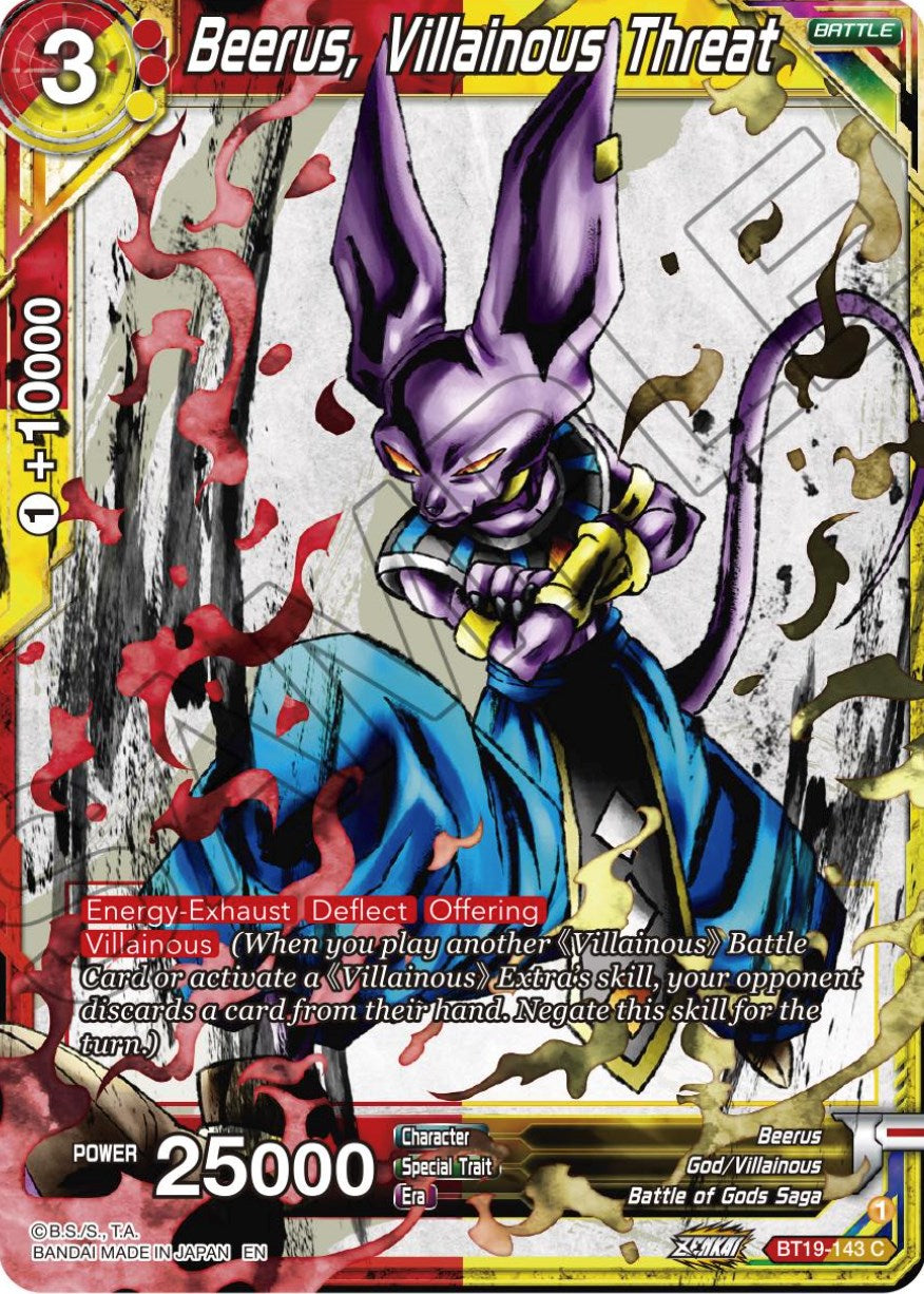 Beerus, Villainous Threat (BT19-143) [Fighter's Ambition] | Mindsight Gaming