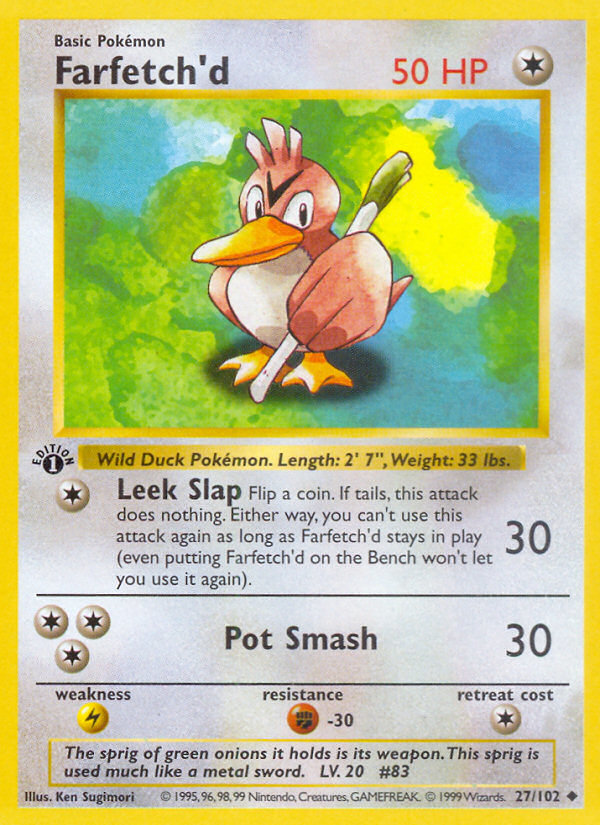 Farfetch'd (27/102) (Shadowless) [Base Set 1st Edition] | Mindsight Gaming