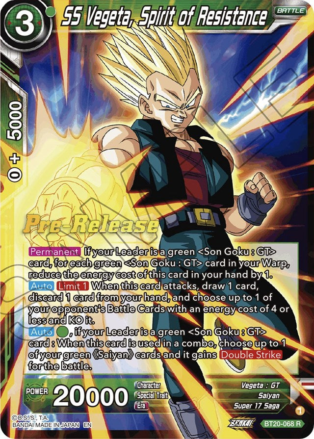 SS Vegeta, Spirit of Resistance (BT20-068) [Power Absorbed Prerelease Promos] | Mindsight Gaming