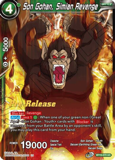 Son Gohan, Simian Revenge (BT15-070) [Saiyan Showdown Prerelease Promos] | Mindsight Gaming