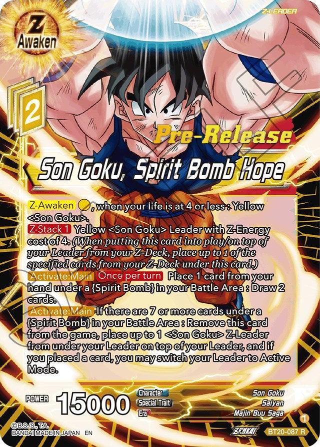 Son Goku, Spirit Bomb Hope (BT20-087) [Power Absorbed Prerelease Promos] | Mindsight Gaming